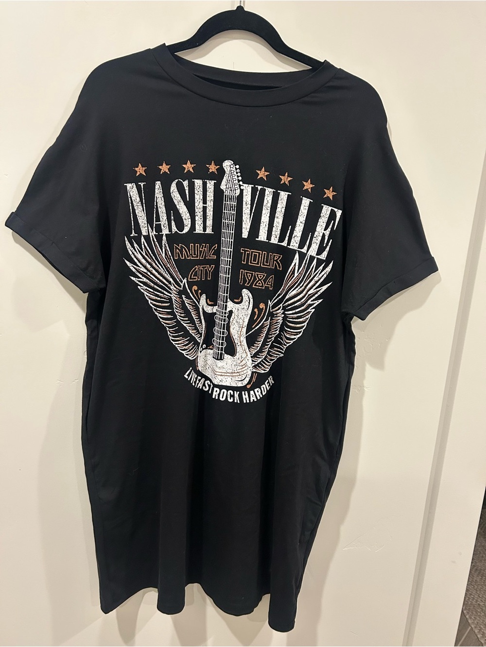 Nashville Music City 1984 Graphic T-Shirt Dress Loungewear M